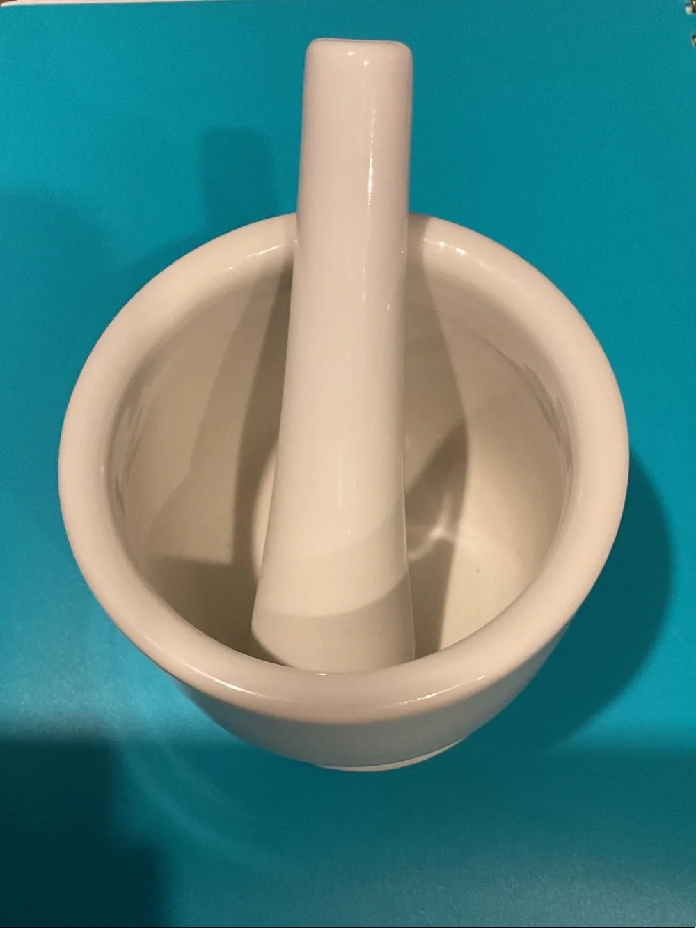 Cost Plus World Market White Ceramic Mortar and Pestle made in Japan